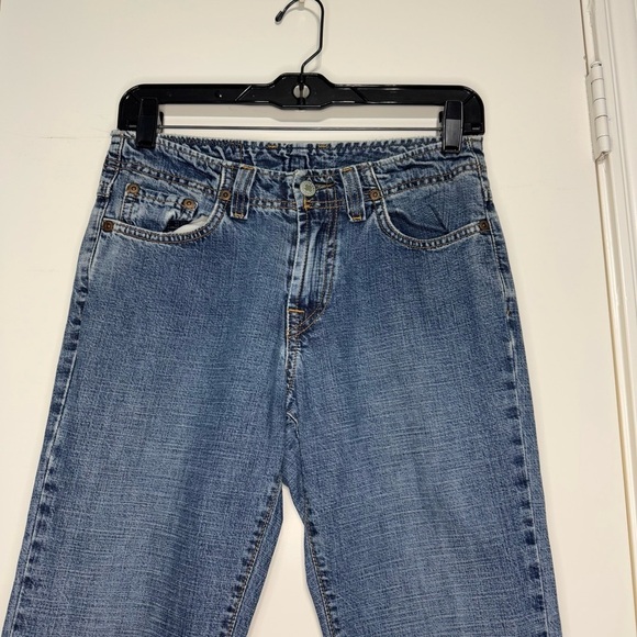 Lucky Brand Dungarees Rancher Flare Wide Leg Blue Jeans Vintage Y2K 25 Short EUC - Picture 13 of 15